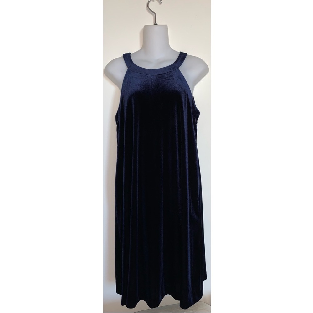 Betsey Johnson | Navy Velvet Halter Swing Dress Size 8 NWOT